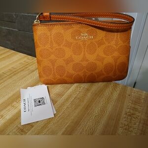 Coach Orange Wristlet Clutch